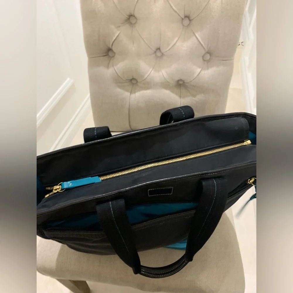 COACH Black Turquoise Nylon Diaper Bag